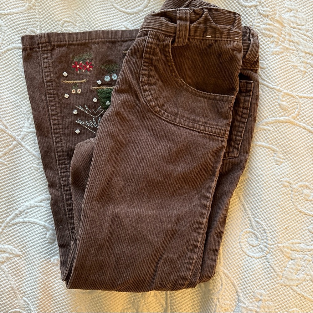 Gymboree embroidered Brown Corduroy girls size 5 pants 100% cotton